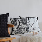 Decorative cushion with fine jacquard tree print and velvet piping Kalsten