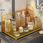 Countertop Metal Mesh Cosmetic and Skincare Organizer with Dual Arch Handles