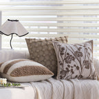 Rectangular teddy fleece decorative cushion cover with striped sherpa texture and concealed zipper Kalsten