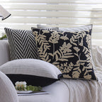 Square cushion cover with subtle herringbone texture and surrounding piping seam Kalsten
