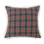 Plaid Holiday Decorative Throw Pillow with Embroidered Snowflake Motif and Hidden Zipper