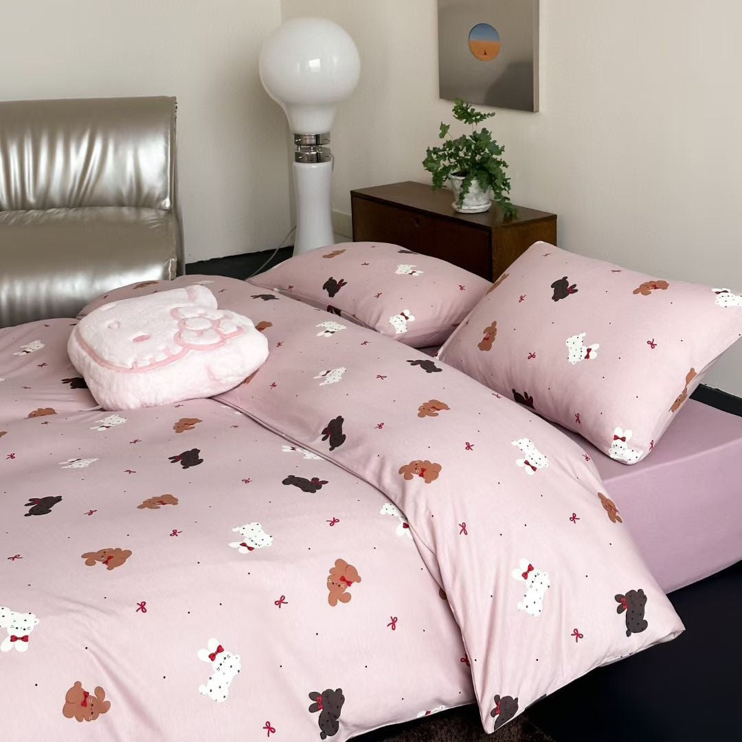 Cotton jersey bedding set with cute dog motif and fine cotton touch