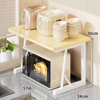 Compact Two-Tier Kitchen Microwave and Appliance Stand with Heat-Resistant Top and Open Lower Storage