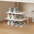 Compact Low-Profile Two-Tier Powder-Coated Metal Shoe Organizer
