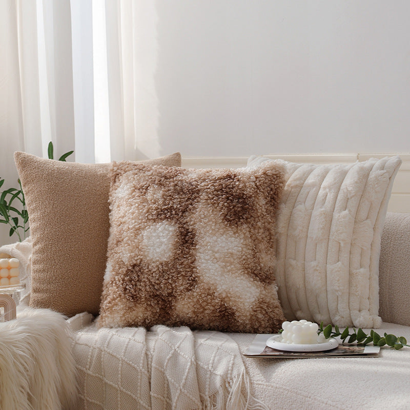 Square cushion cover made of extra-soft ribbed faux fur with Kalsten filling pillow