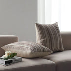 Square decorative cushion cover made of felted bouclé with fine linear texture Kalsten