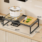 Elevated Stove Shelf Rack with Grid Top and Heat-Resistant Metal Frame