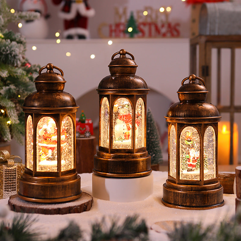 Illuminated Christmas lantern with Santa Claus scene Kalsten