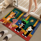 Cartoon Cat-Themed Bath Mat Kalsten