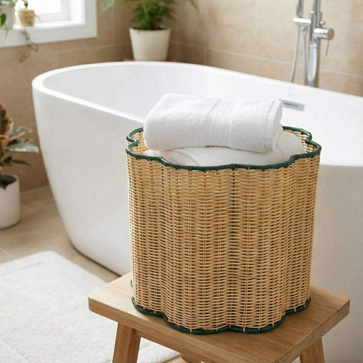 Decorative Scalloped Woven Storage Basket Kalsten