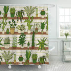 Cactus Garden-Themed Shower Curtain Kalsten