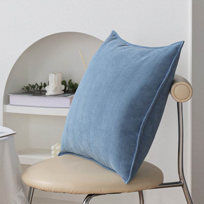 Square pillowcase with woven rectangular relief and frayed texture Kalsten
