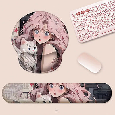 Artistic Ergonomic Mouse Pad and Wrist Rest Set