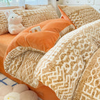 Plush Reversible Microfiber Comforter Set With Oversized Bolstered Body Pillow And Geometric Print