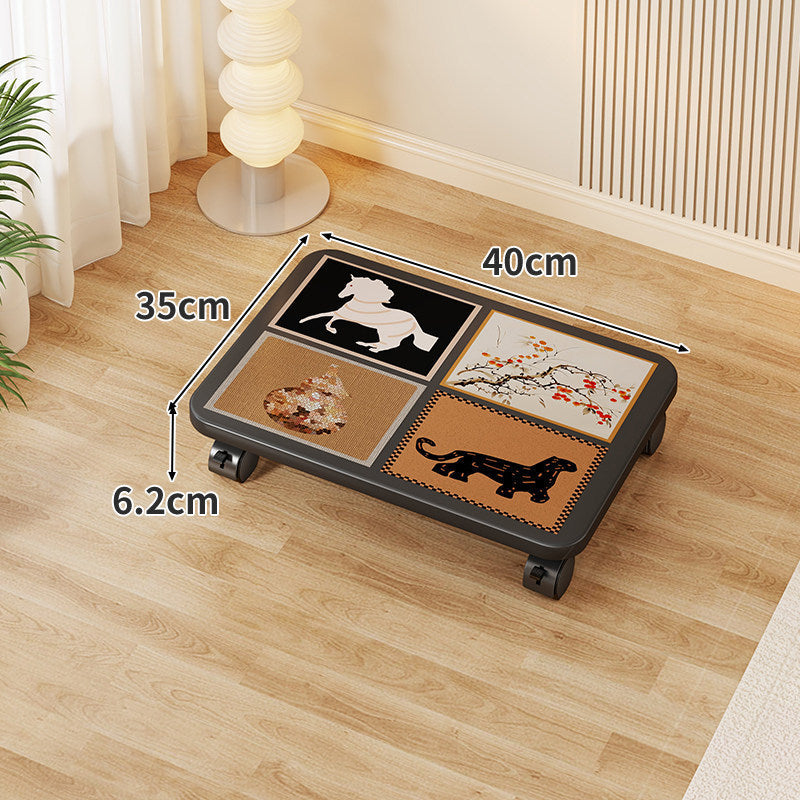 Low-Profile Under-Bed Rolling Storage Platform with Cartoon Top and Locking Casters
