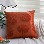 Square decorative pillow cover with 3D pumpkin tufting made of fluffy chenille and concealed zipper Kalsten