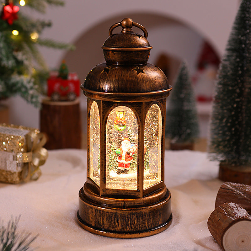 Illuminated Christmas lantern with Santa Claus scene Kalsten