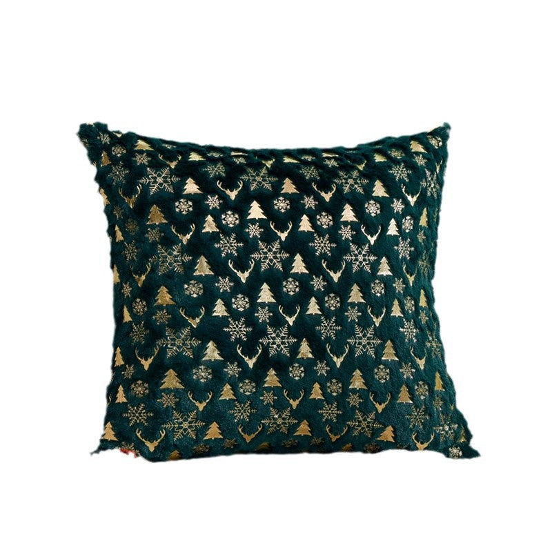 Square festive velvet cushion cover with golden Christmas applique Kalsten