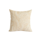 Embroidered decorative pillow in linen look with paisley ornament and relief embroidery Kalsten