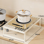Elevated Stove Shelf Rack with Grid Top and Heat-Resistant Metal Frame