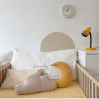 Plush Crescent Moon Decorative Pillow Cushion with Embroidered Face