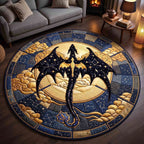 3D Dragon Theme Projection Round Carpet
