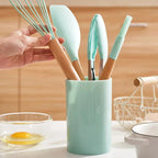 12-piece silicone cooking utensils set with wooden handles | Kalsten