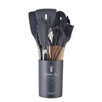12-piece silicone cooking utensils set with wooden handles | Kalsten