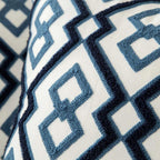 BowLift | Blue Embroidered Decorative Pillow with Ornament Pattern