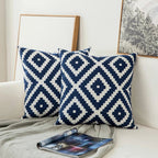 BowLift | Blue Embroidered Decorative Pillow with Ornament Pattern