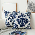 BowLift | Blue Embroidered Decorative Pillow with Ornament Pattern