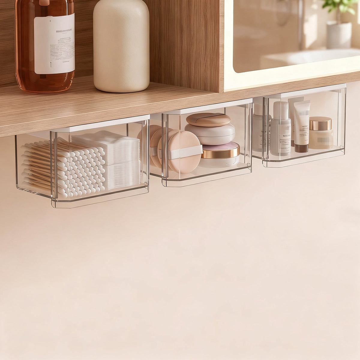 Drawer storage box, transparent