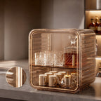 Plastic glass cabinet with doors, 2–4 tiers