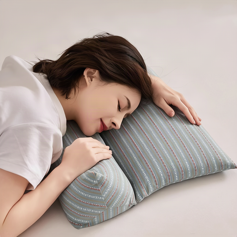 Neck support pillow with buckwheat hull filling